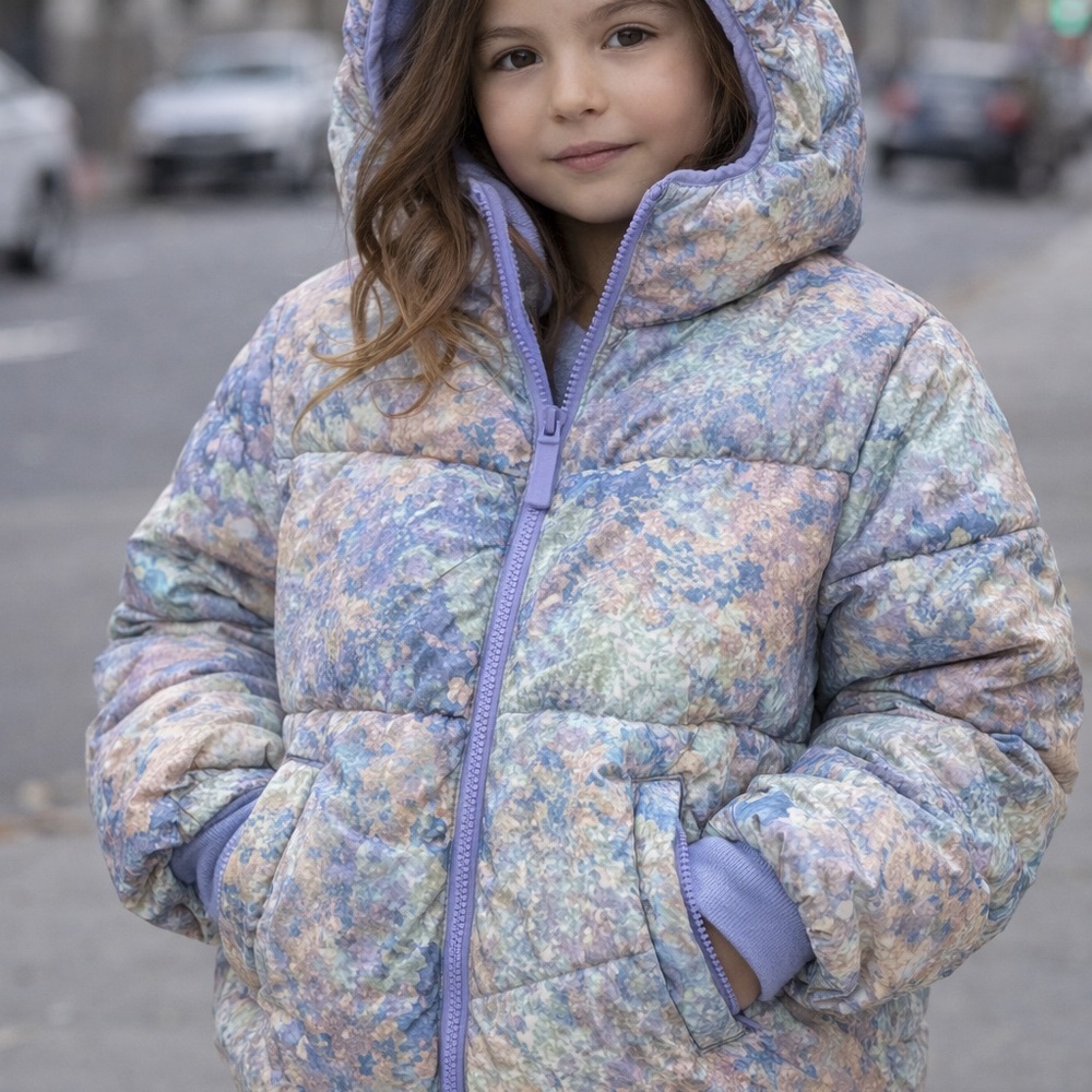 all in motion Multicolor Green Floral Jacket with Lavender Loop